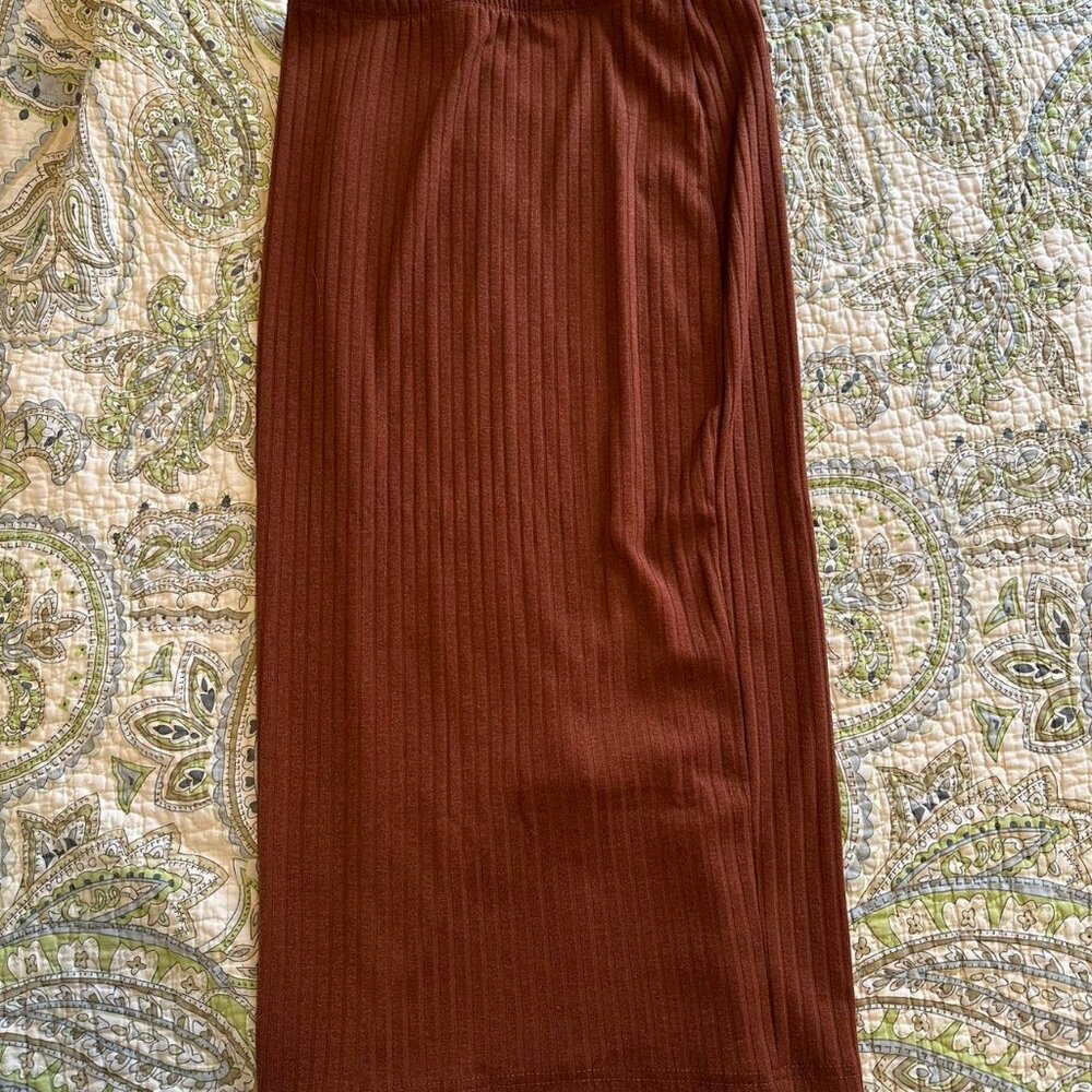Brown/Copper/Orange Midi Bodycon Skirt